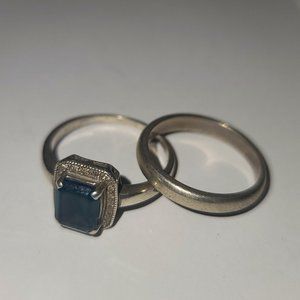 Helzberg Diamonds - Blue Topaz Ring with Diamond accents - Sterling with band